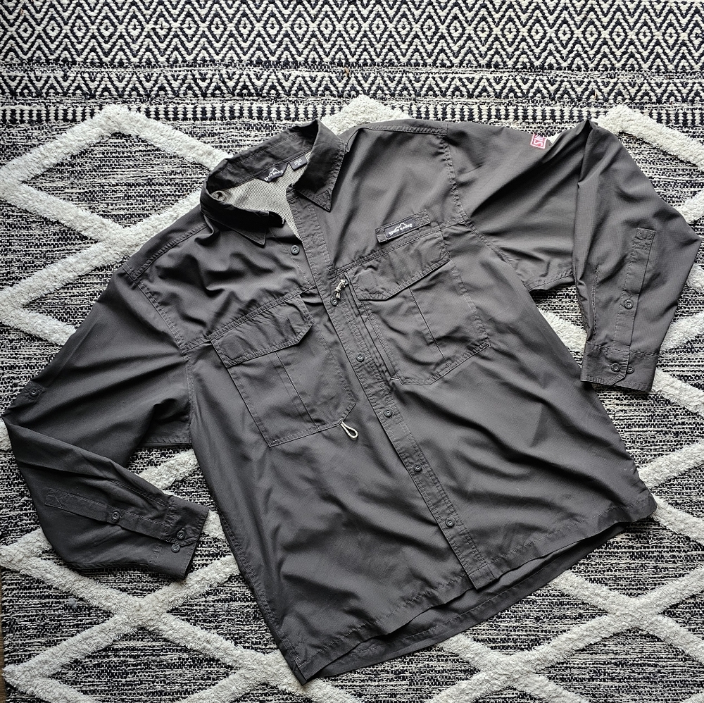 Eddie Bauer Dry Fit Long Sleeve Grey Shirt XL